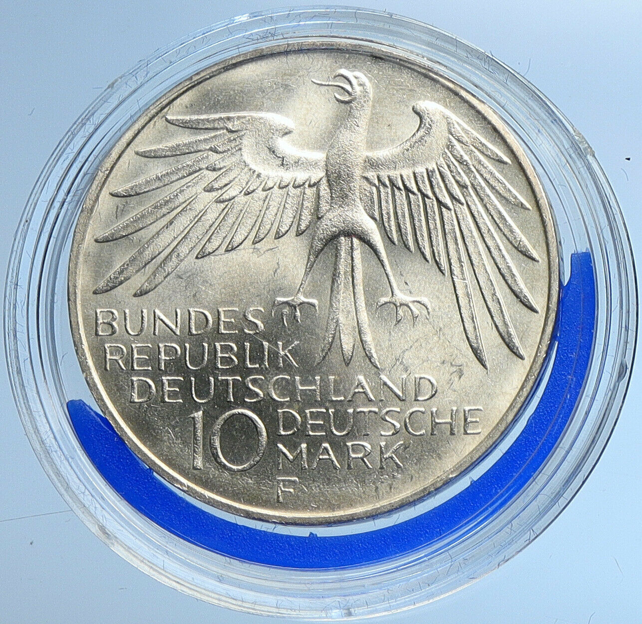 1972 F GERMANY Munich Summer Olympics Schleife 10 Mark BU Silver Coin i109680