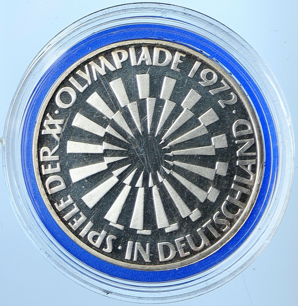 1972G Germany Munich Summer Olympic Games SPIRAL PRF Silver 10 Mark Coin i109660