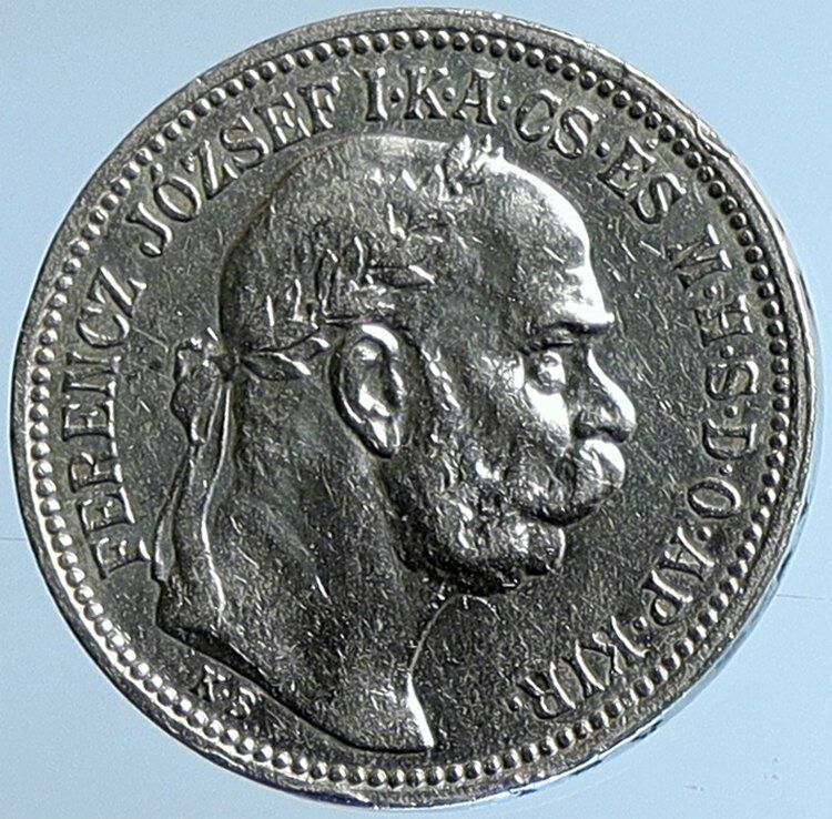 1915 HUNGARY w King Franz Joseph I Hungarian Antique Silver Korona Coin i109696