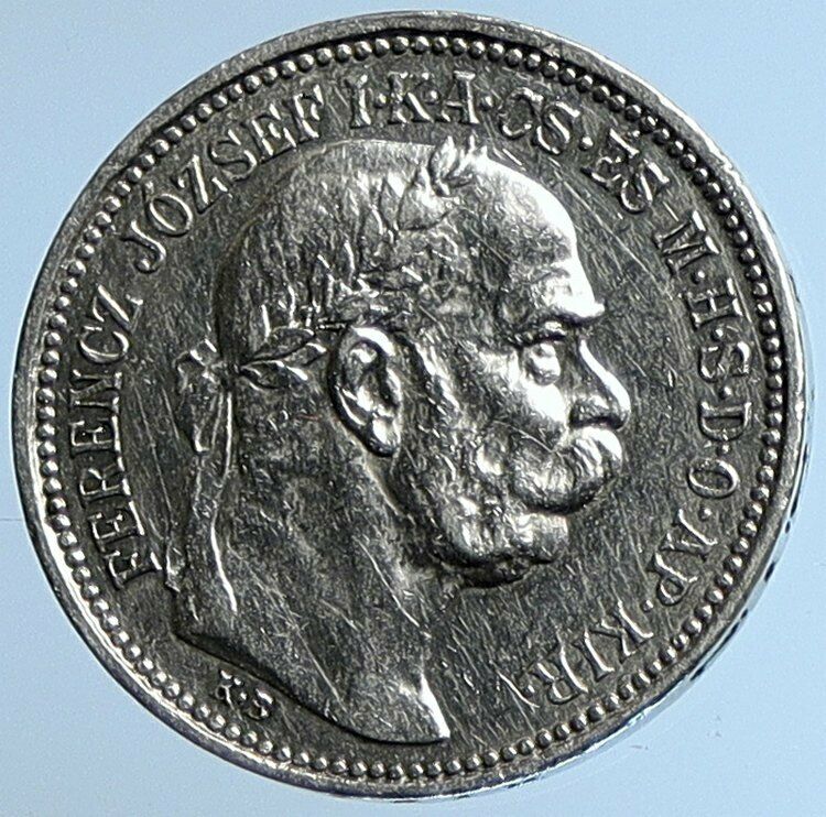 1914 HUNGARY w King Franz Joseph I Hungarian Antique Silver Korona Coin i109692