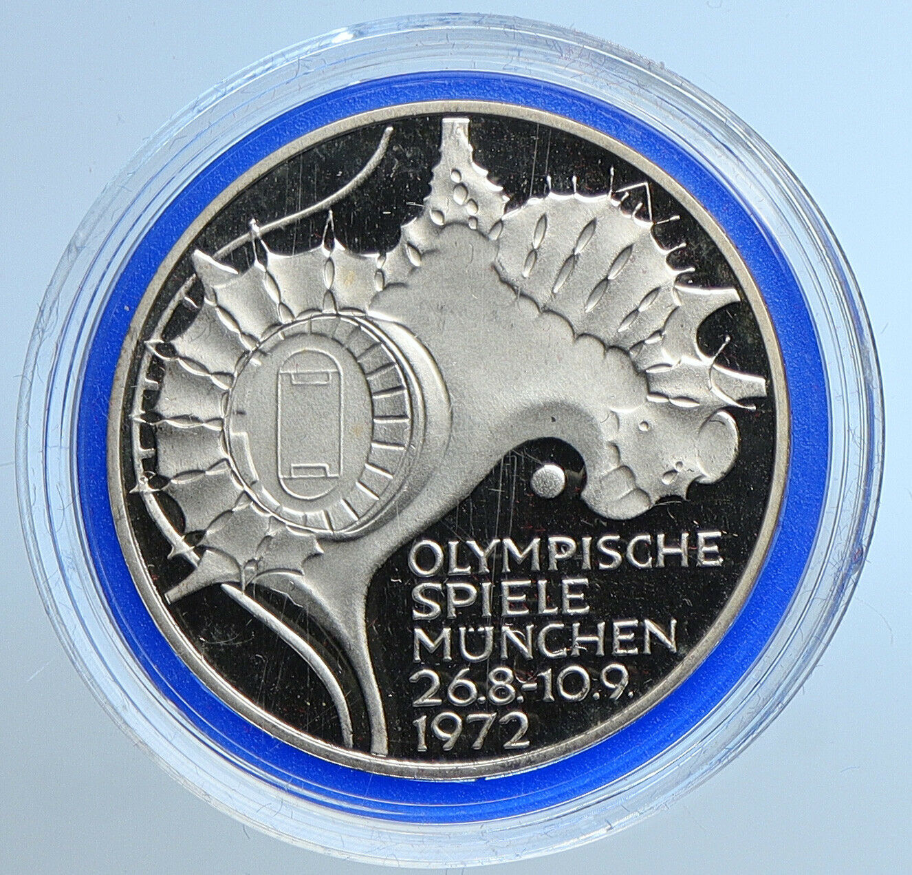 1972 G GERMANY Munich Summer Olympics Schleife Proof Silver Coin 10 Mark i109633