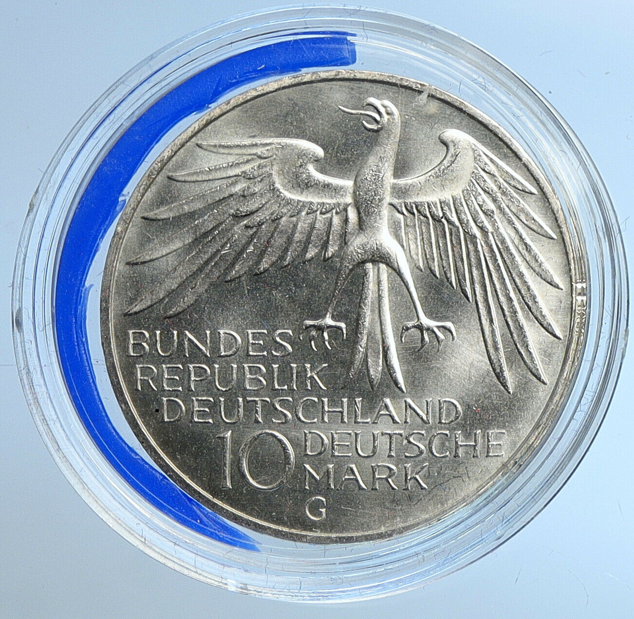 1972 G GERMANY Munich Summer Olympics Schleife BU Silver Coin 10 Mark i109644