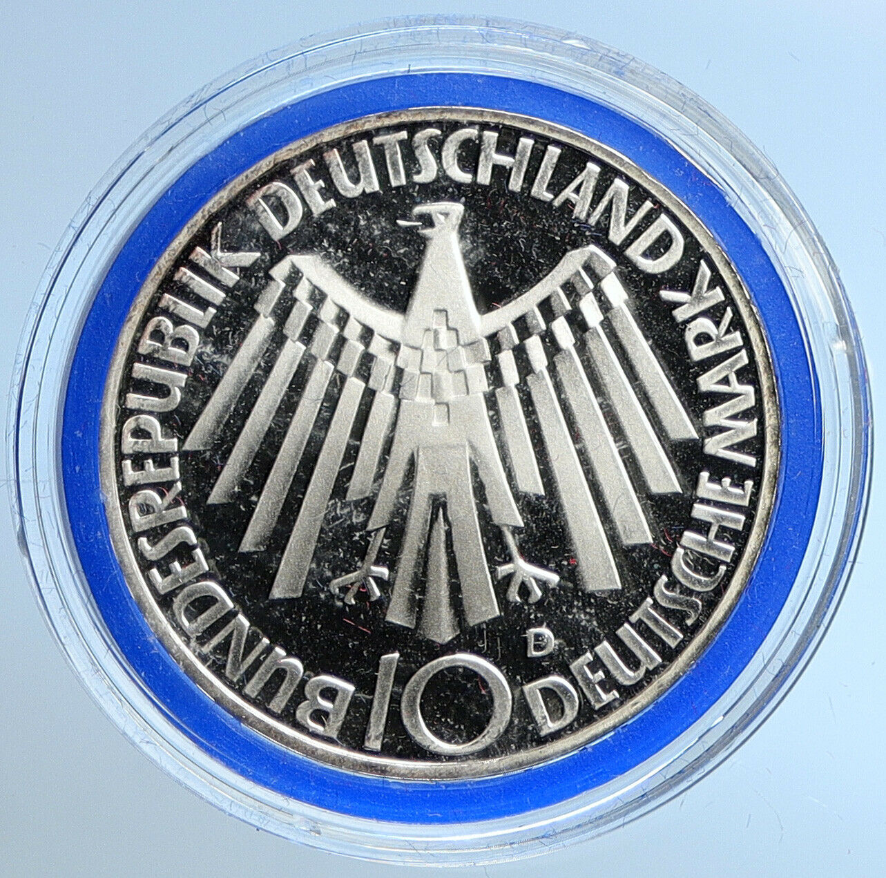 1972 D Germany Munich Summer Olympic Games SPIRAL PF Silver 10 Mark Coin i109651