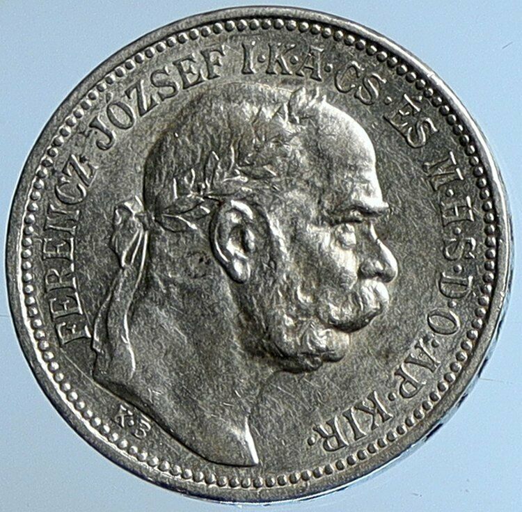 1915 HUNGARY w King Franz Joseph I Hungarian Antique Silver Korona Coin i109699