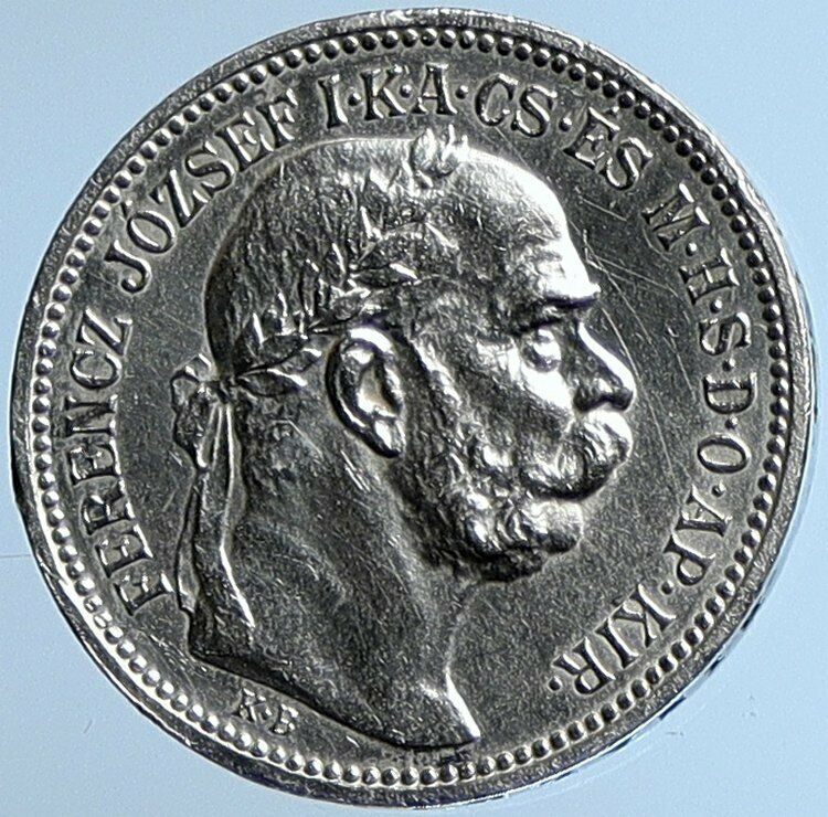 1915 HUNGARY w King Franz Joseph I Hungarian Antique Silver Korona Coin i109695