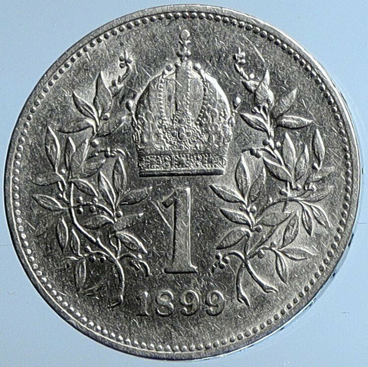 1899 AUSTRIA w KING FRANZ JOSEPH I Eagle ANTIQUE OLD Silver Corona Coin i109691