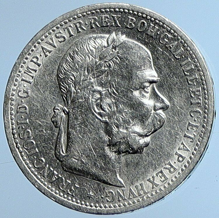 1899 AUSTRIA w KING FRANZ JOSEPH I Eagle ANTIQUE OLD Silver Corona Coin i109691