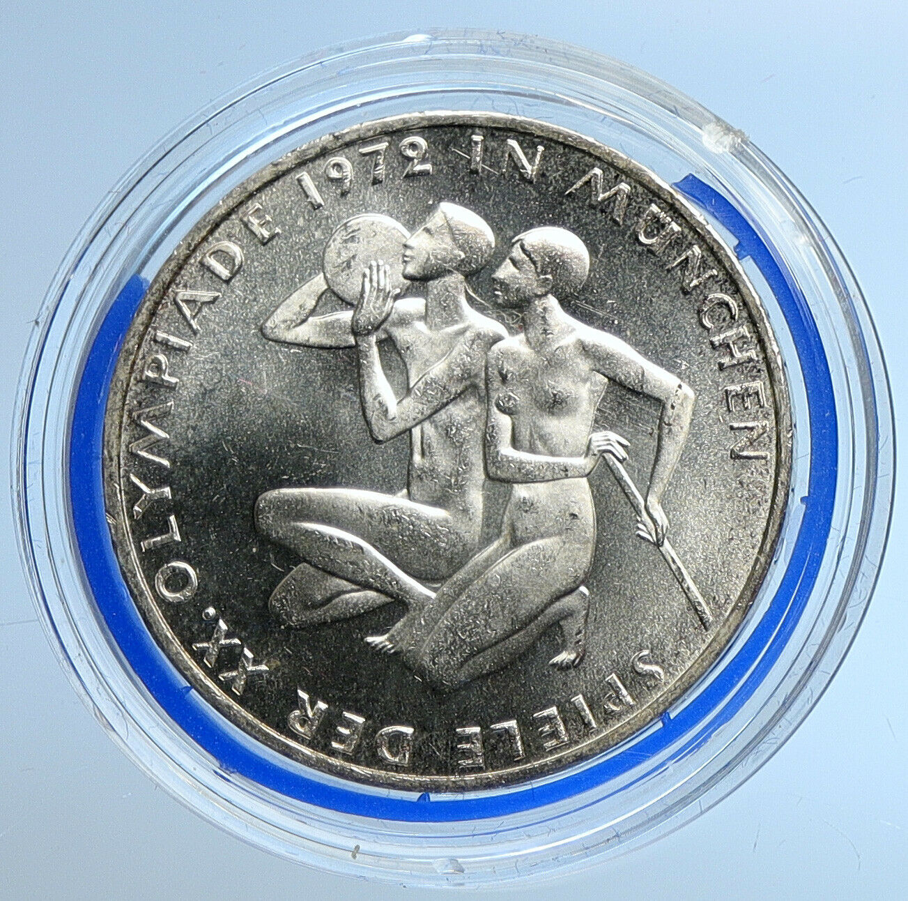 1972 D Germany Munich Summer Olympics XX ATHLETES BU Silver 10 Mark Coin i109646