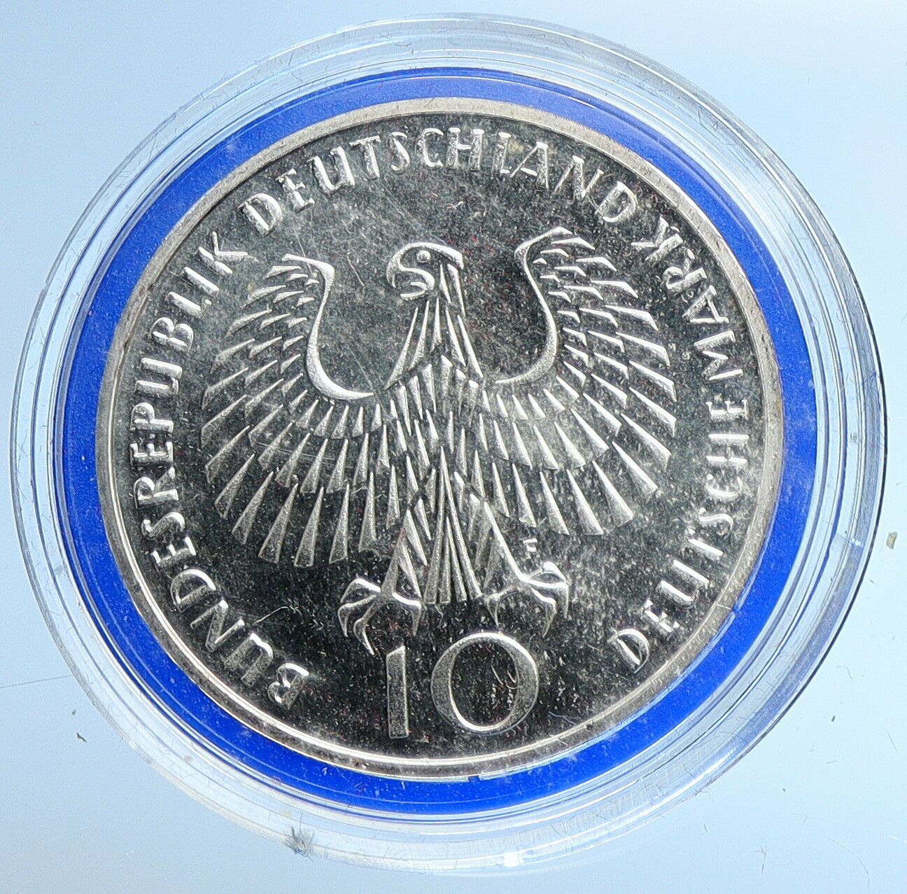 1972 F Germany Munich Summer Olympic Vintage PROOF Silver 10 Mark Coin i109631