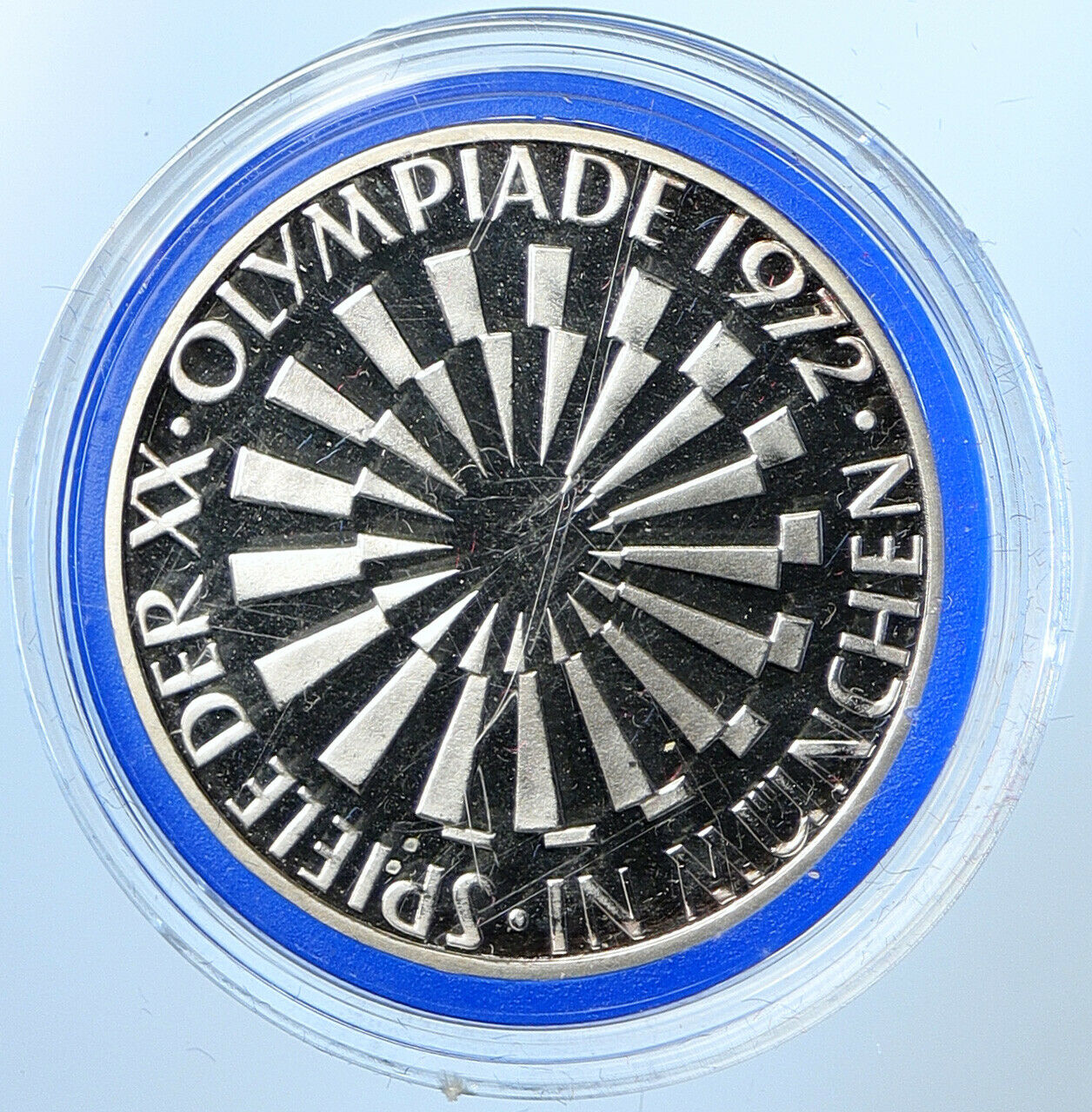 1972 G Germany Munich Summer Olympic Games SPIRAL PF Silver 10 Mark Coin i109653