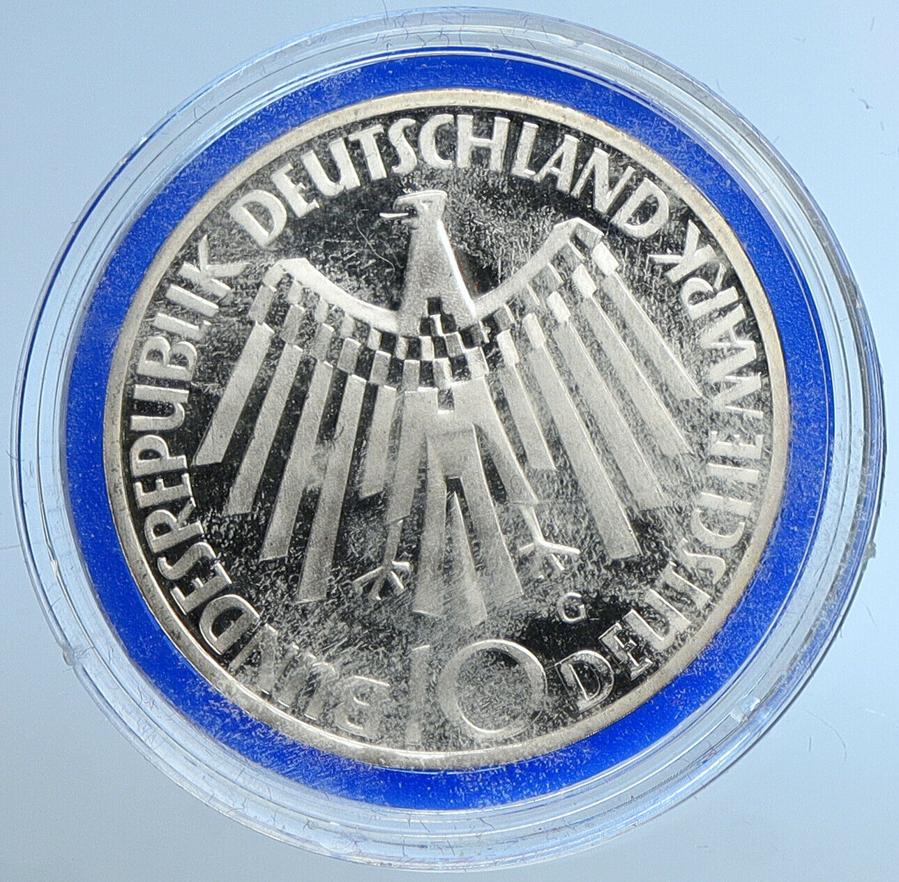 1972 G Germany Munich Summer Olympic Games SPIRAL PF Silver 10 Mark Coin i109653