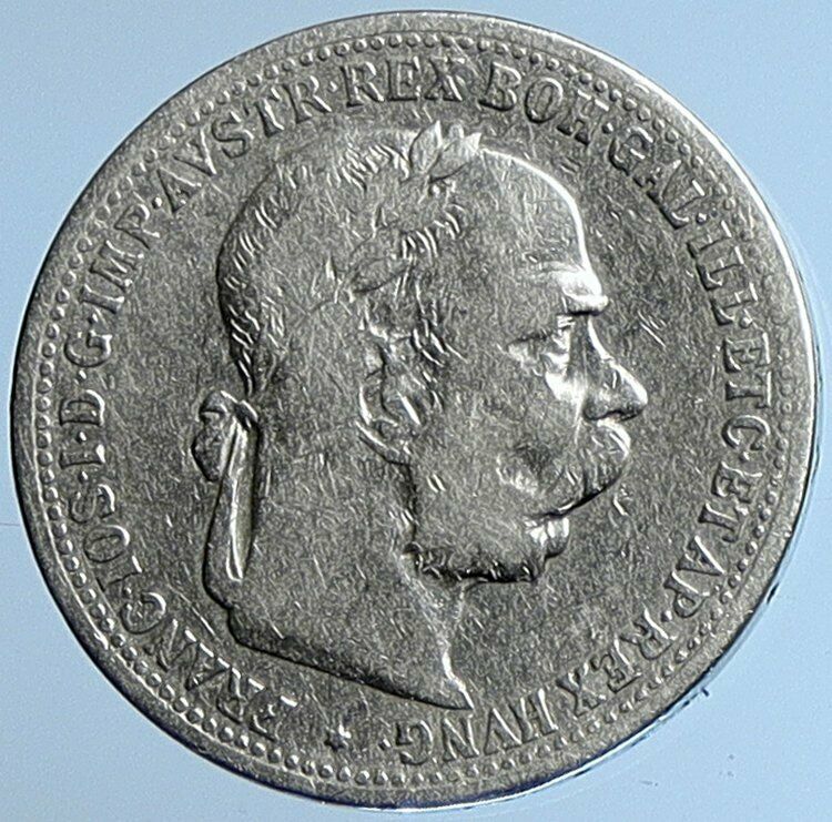 1893 AUSTRIA w KING FRANZ JOSEPH I Eagle ANTIQUE OLD Silver Corona Coin i109690