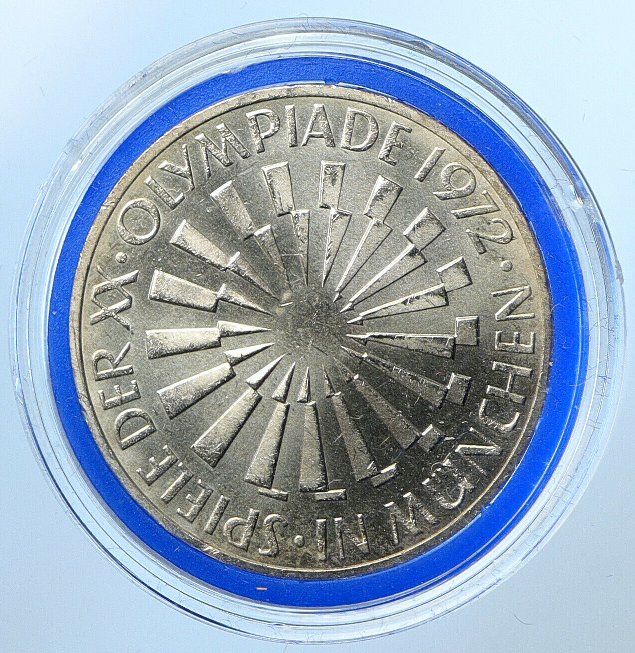 1972 J Germany Munich Summer Olympic Games SPIRAL BU Silver 10 Mark Coin i109656