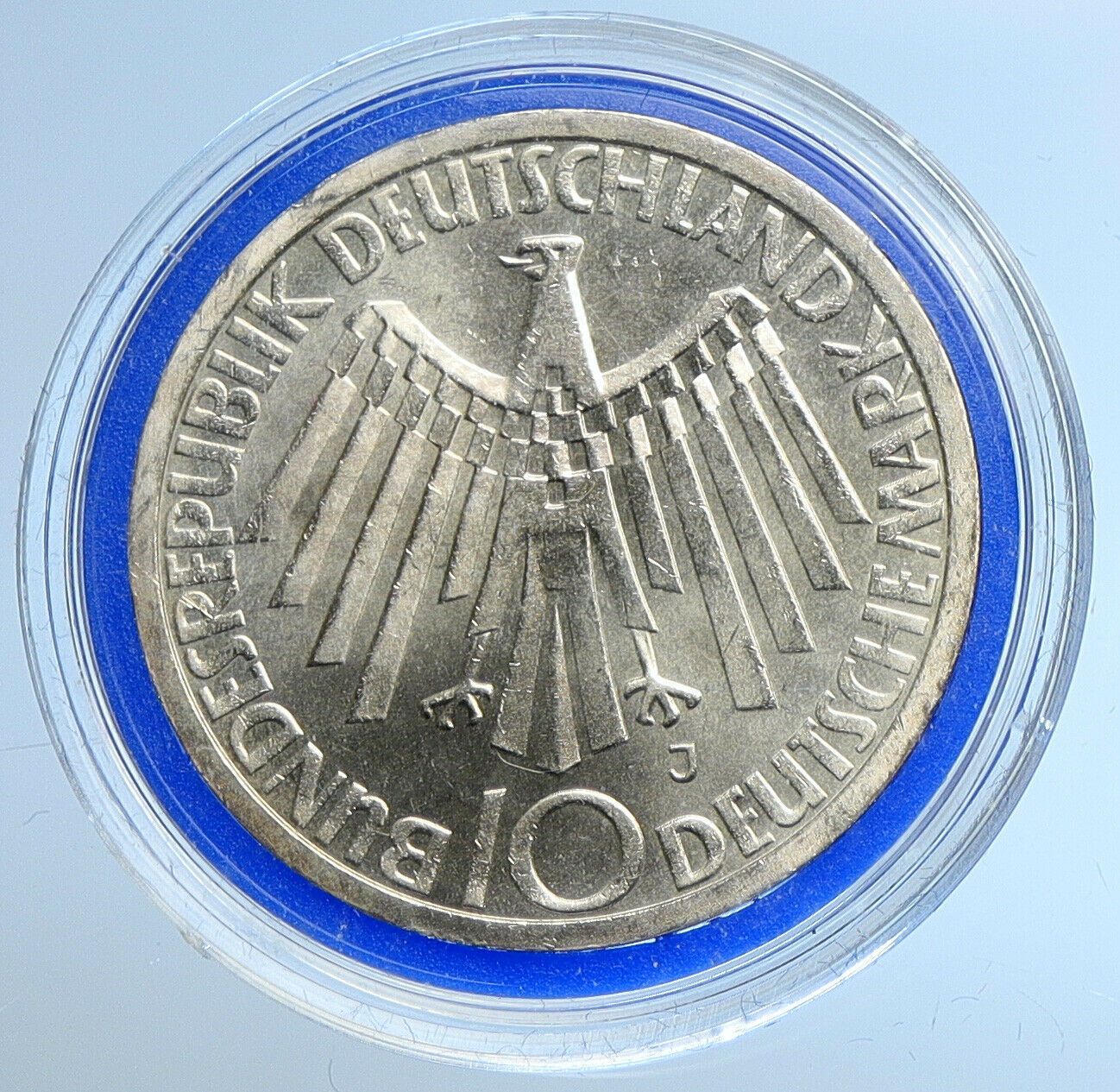 1972 J Germany Munich Summer Olympic Games SPIRAL BU Silver 10 Mark Coin i109656