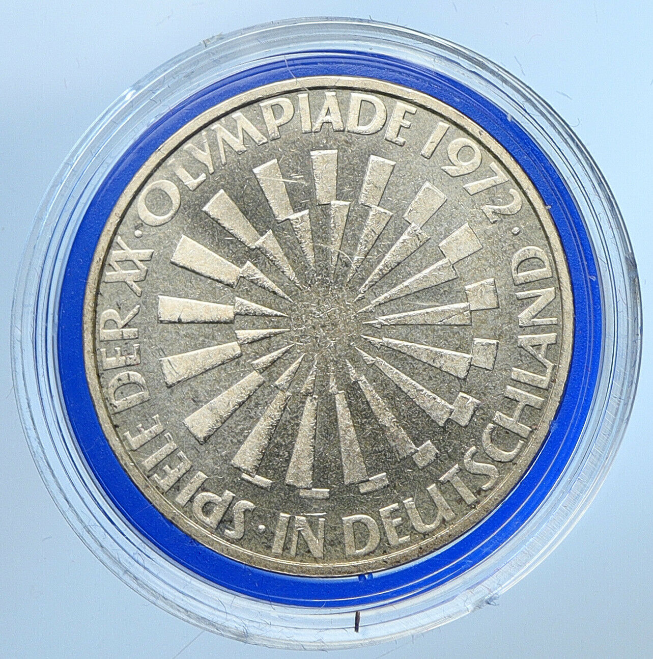 1972 J Germany Munich Summer Olympic Games SPIRAL BU Silver 10 Mark Coin i109652