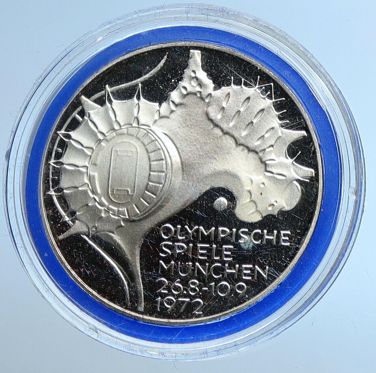 1972 F GERMANY Munich Summer Olympics Schleife Proof Silver Coin 10 Mark i109632