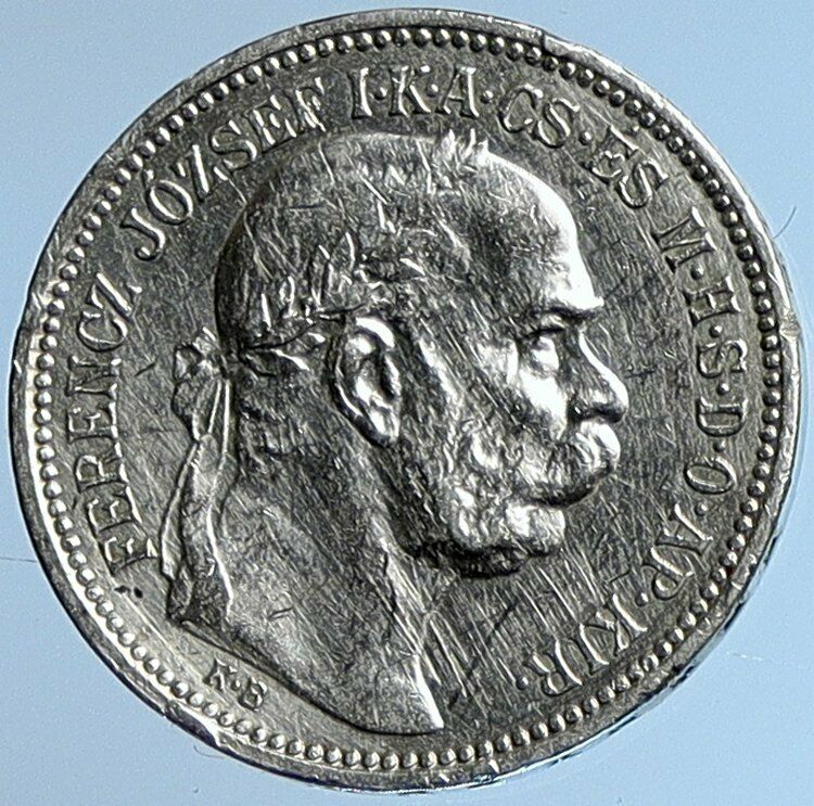 1915 HUNGARY w King Franz Joseph I Hungarian Antique Silver Korona Coin i109694