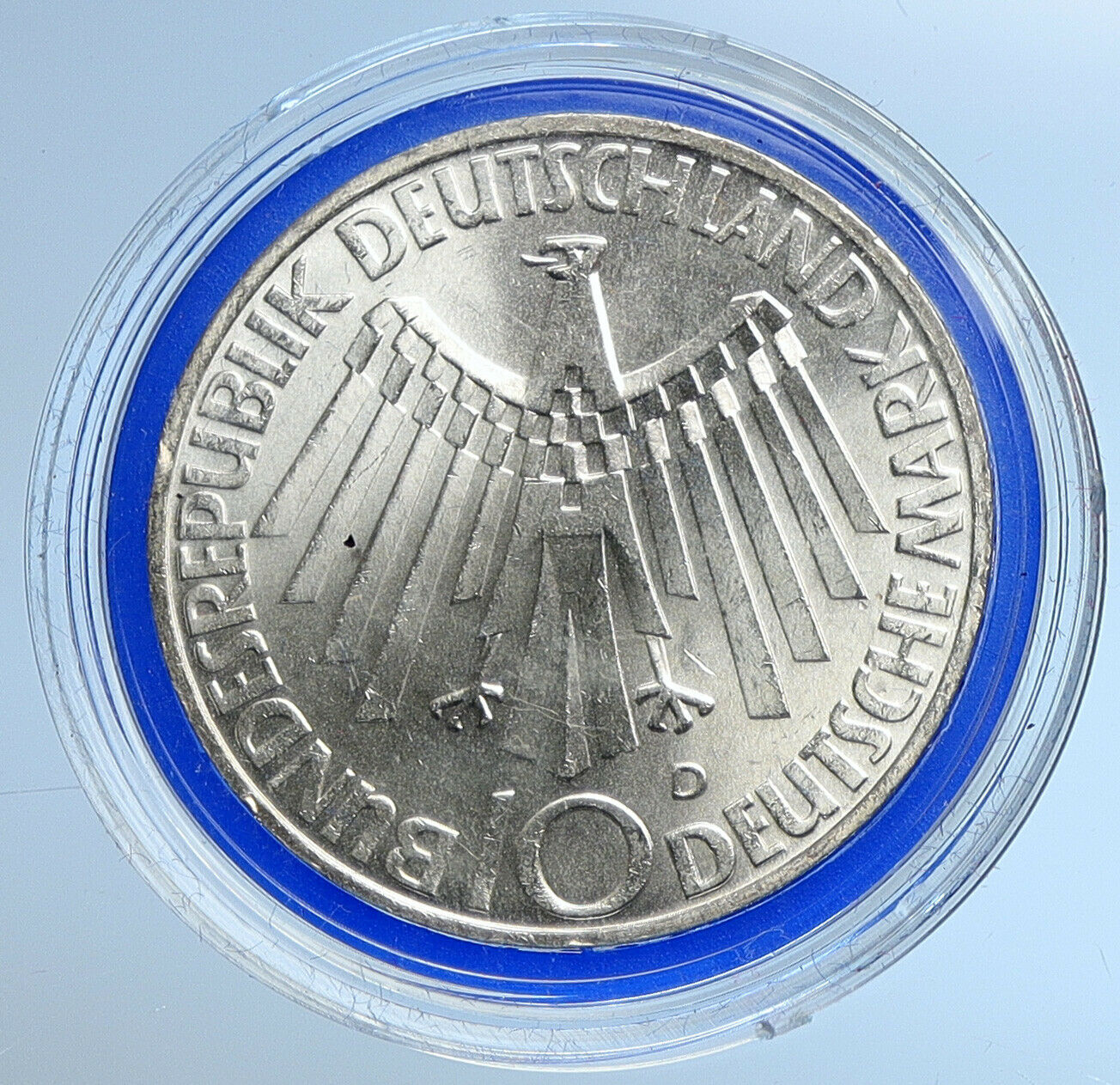 1972 D Germany Munich Summer Olympic Games SPIRAL BU Silver 10 Mark Coin i109645