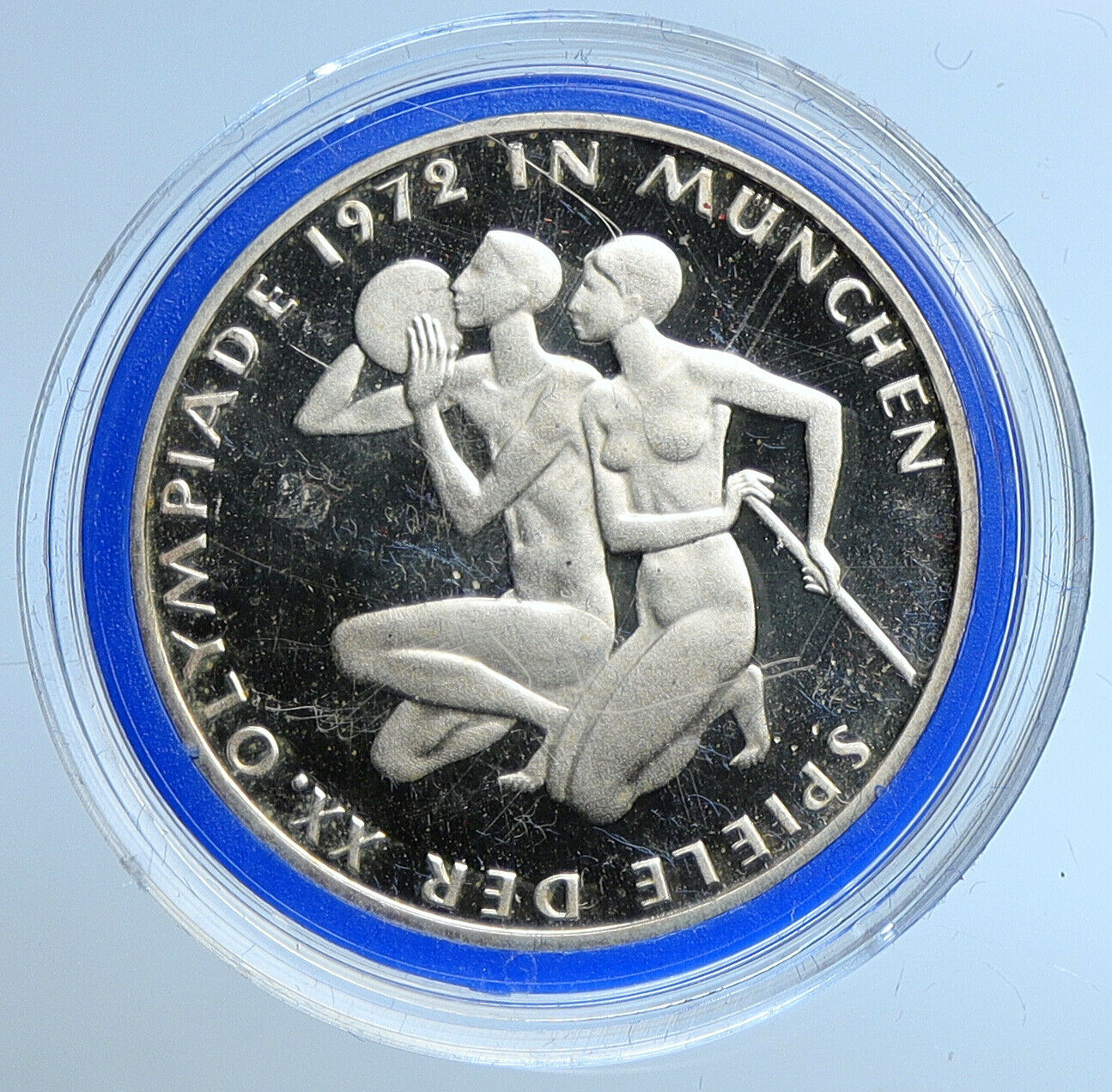 1972 G Germany Munich Summer Olympics XX ATHLETES PF Silver 10 Mark Coin i109642