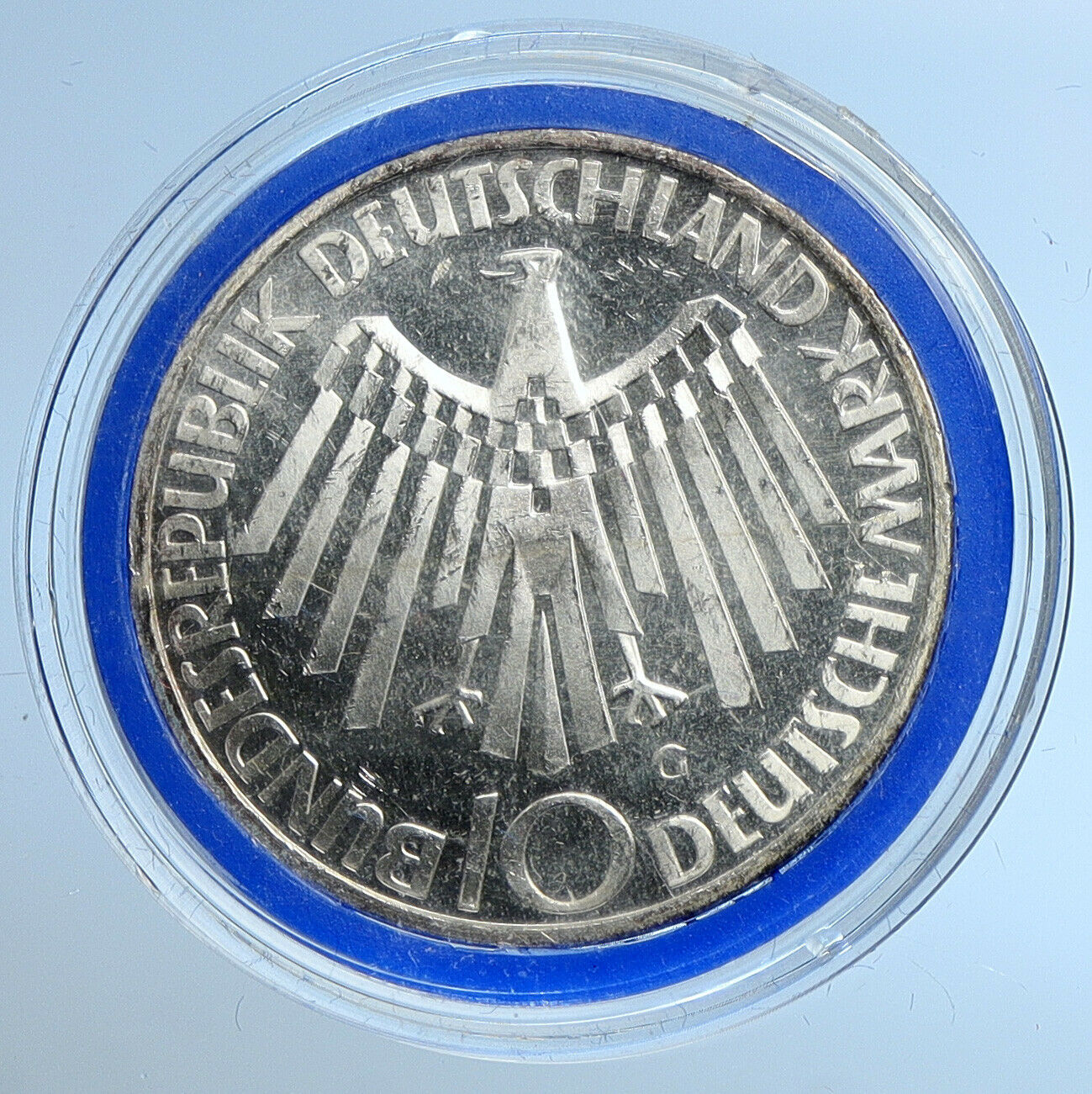 1972 G Germany Munich Summer Olympic Games SPIRAL PF Silver 10 Mark Coin i109655