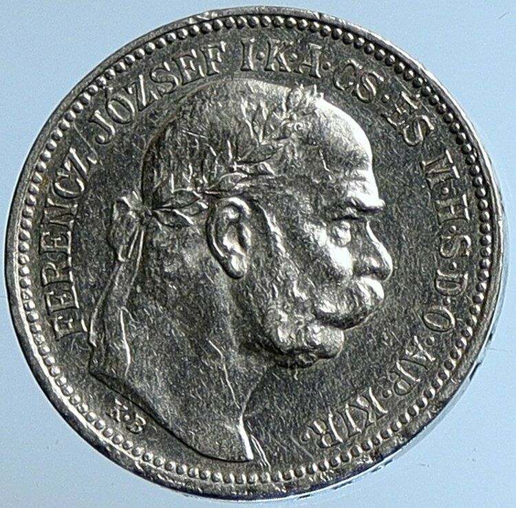 1915 HUNGARY w King Franz Joseph I Hungarian Antique Silver Korona Coin i109698