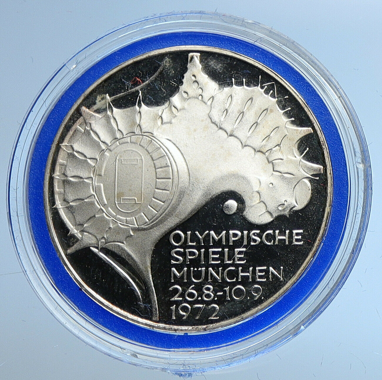 1972 D GERMANY Munich Summer Olympics Schleife Proof Silver Coin 10 Mark i109654