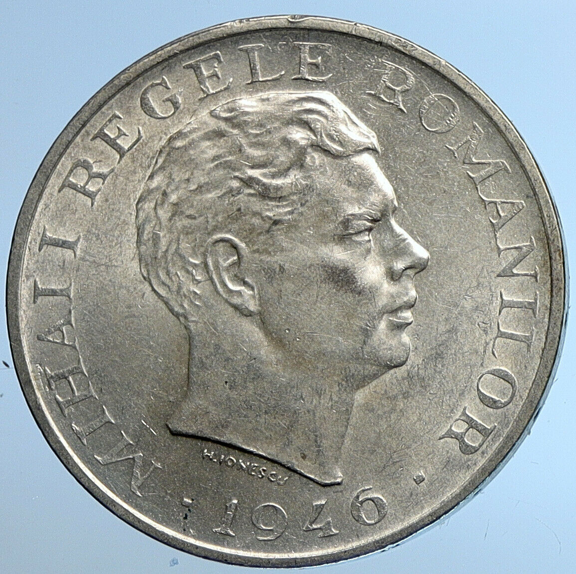 1946 ROMANIA Michael I Romanian Lady Bird Antique Silver 100000 Lei Coin i109628