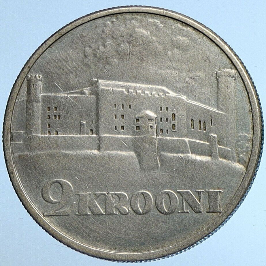 1930 ESTONIA Toompea Fortress at Tallinn VINTAGE Silver 2 Krooni Coin i109623