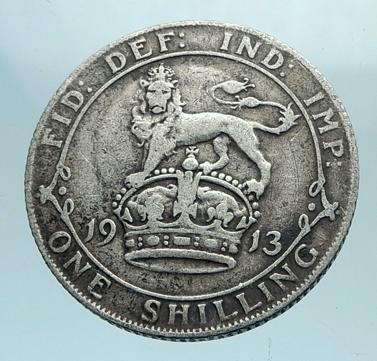 1913 Great Britain UK United Kingdom SILVER SHILLING Coin King George V i78196