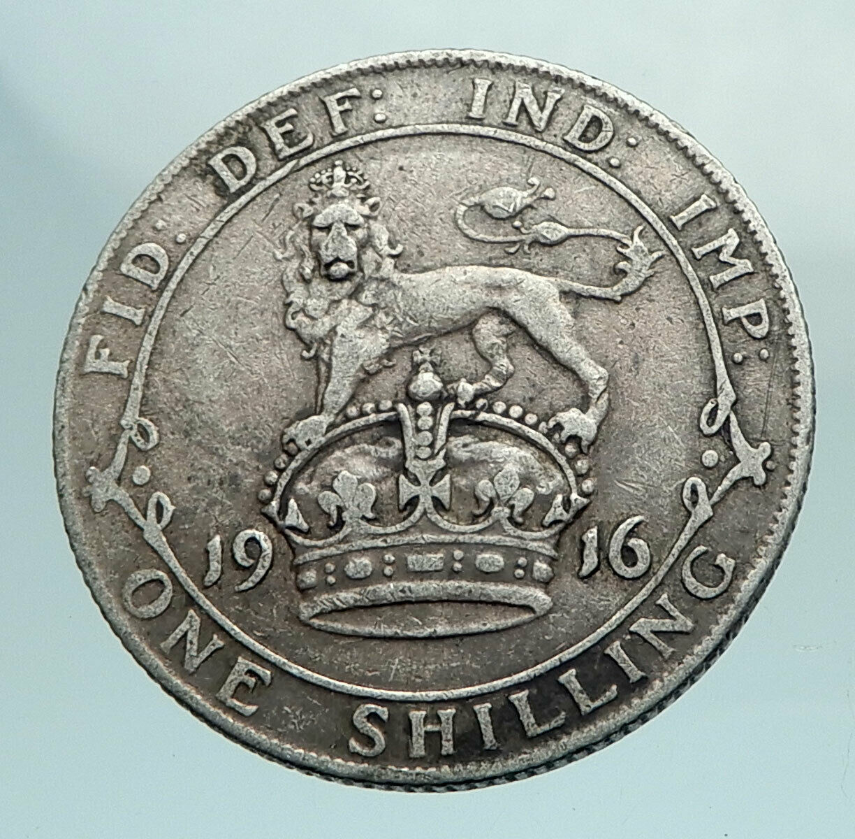 1916 Great Britain UK King George V United Kingdom SILVER SHILLING Coin i79680