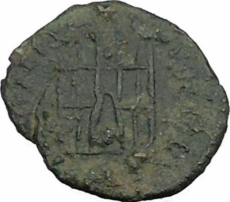 ARCADIUS 383AD Ancient Roman Coin Bivouac Military Camp Gate i37556