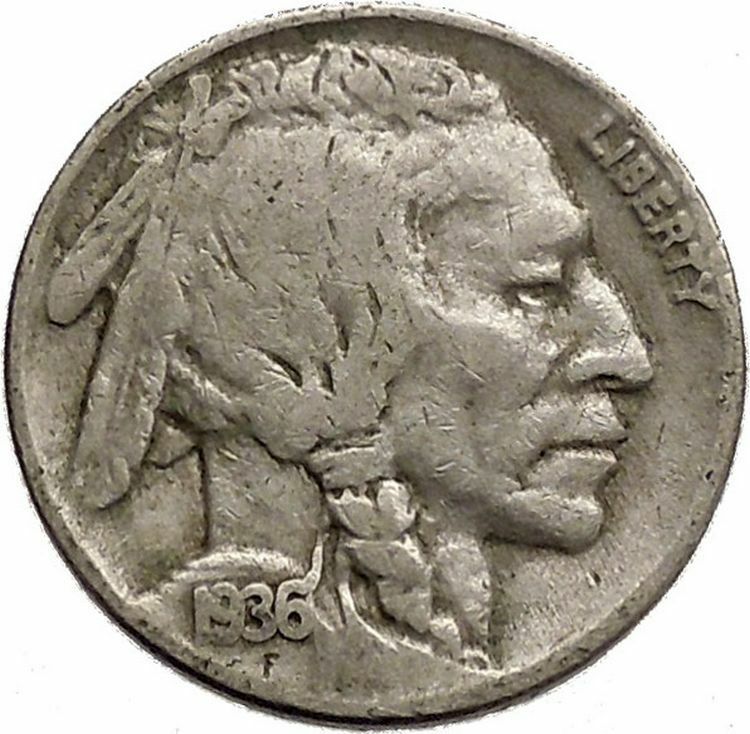 1936 BUFFALO NICKEL 5 Cents of United States of America USA Antique Coin i43859