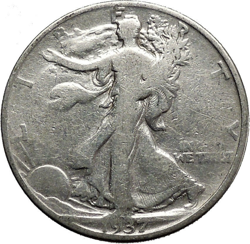 1937 WALKING LIBERTY Half Dollar Bald Eagle United States Silver Coin i45150