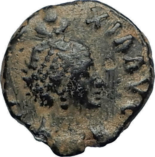 EUDOXIA Arcadius Wife 401AD Authentic Ancient Roman Coin VICTORY CHI-RHO i67270