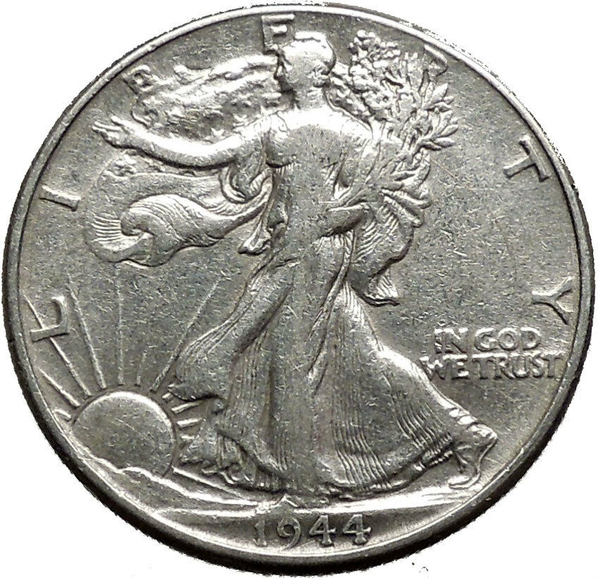 1944 WALKING LIBERTY Half Dollar Bald Eagle United States Silver Coin i44719