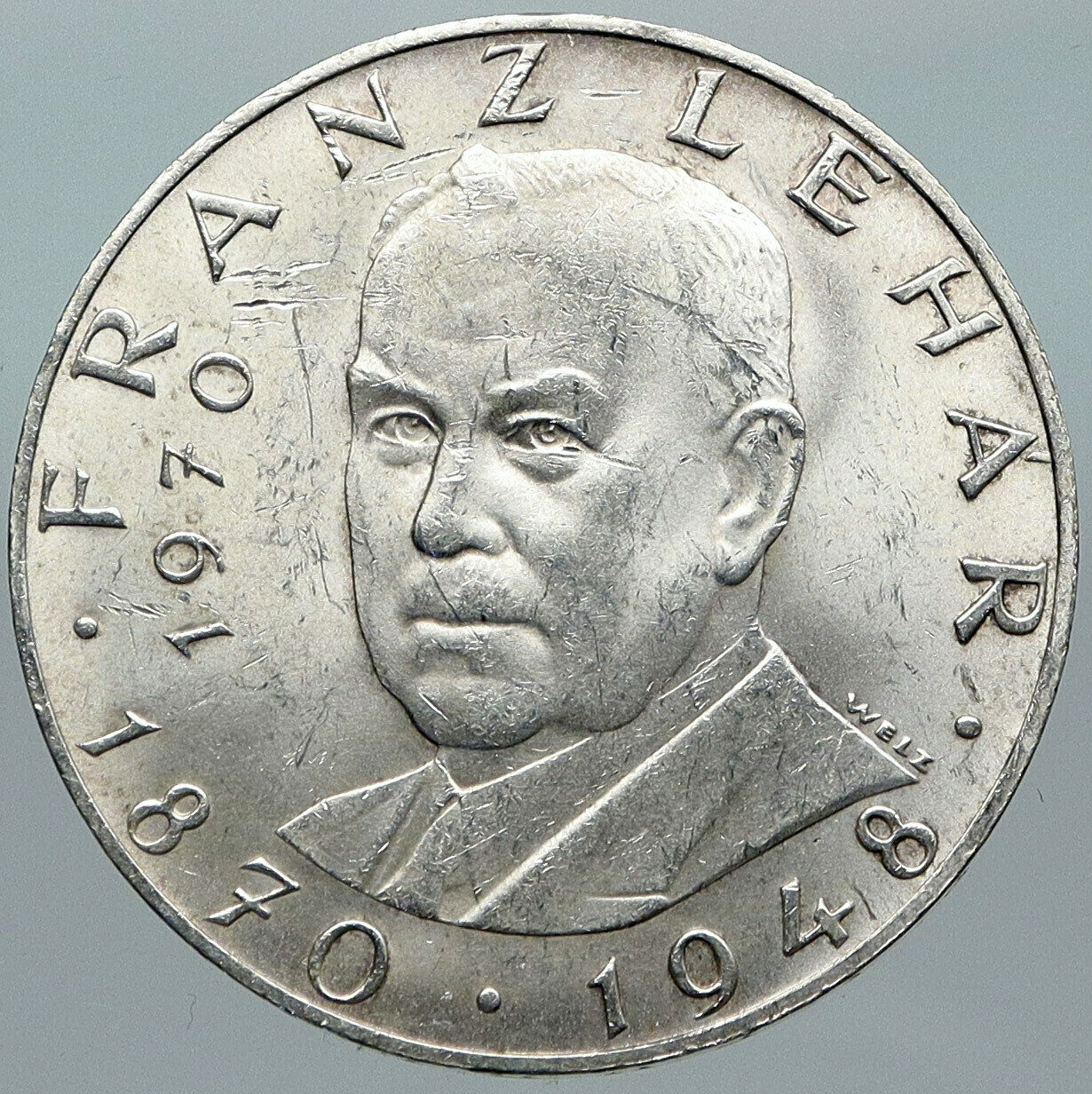 1970 AUSTRIA Franz Lehar Hungarian Composer Silver 25 Shlng Austrian Coin i88454