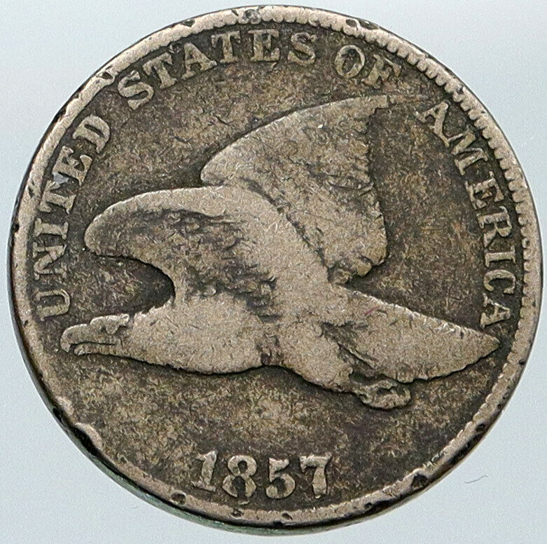 1857 UNITED STATES USA Flying Eagle & Wreath ANTIQUE VINTAGE Cent Coin i87640