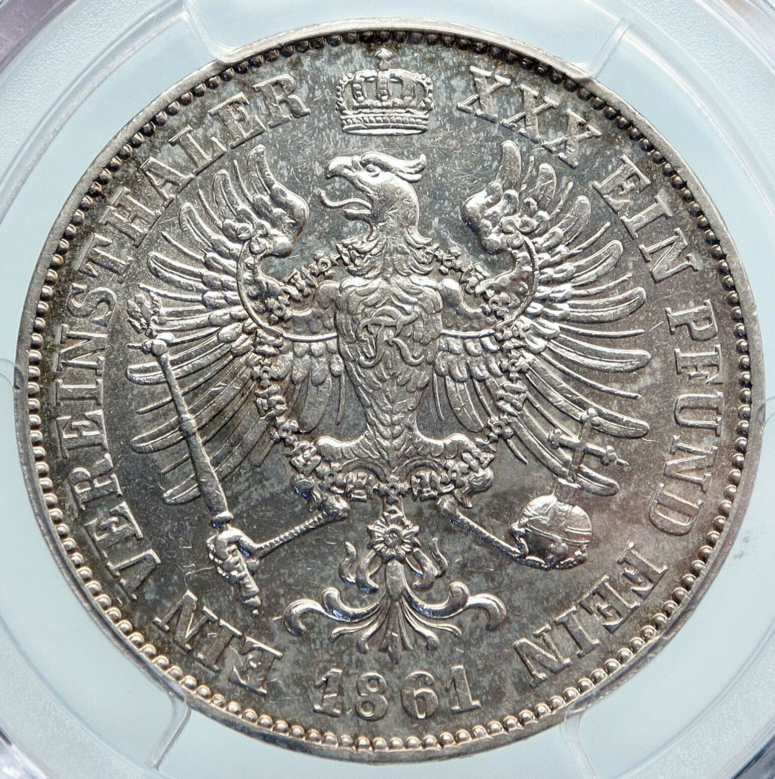 1861 A PRUSSIA KINGDOM German STATE King WILHELM I Silver Taler Coin PCGS i89594