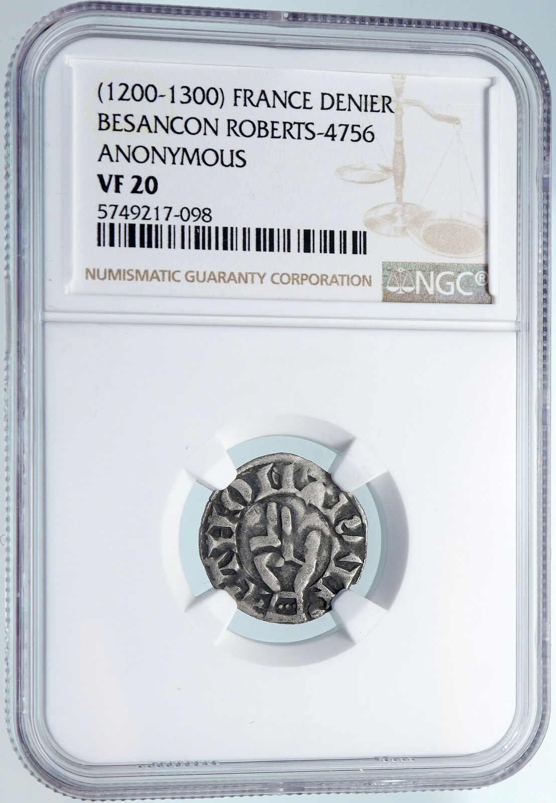 1200AD FRANCE Archbishopric BESANCON Old Silver Denier Medieval NGC Coin i89609