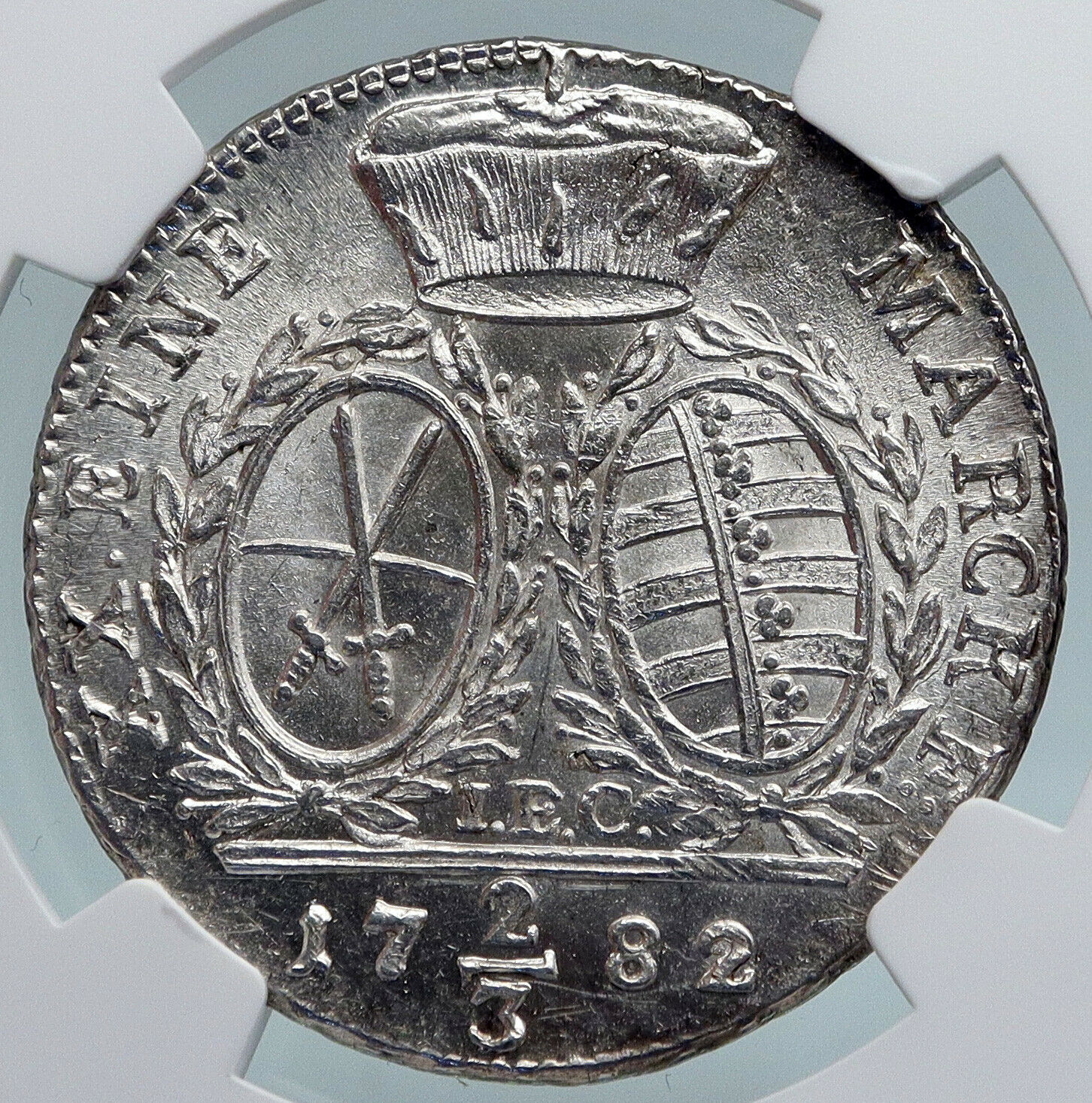 1782 GERMAN STATES - SAXONY Frederick Augustus Silver 2/3 Thaler Coin NGC i89603