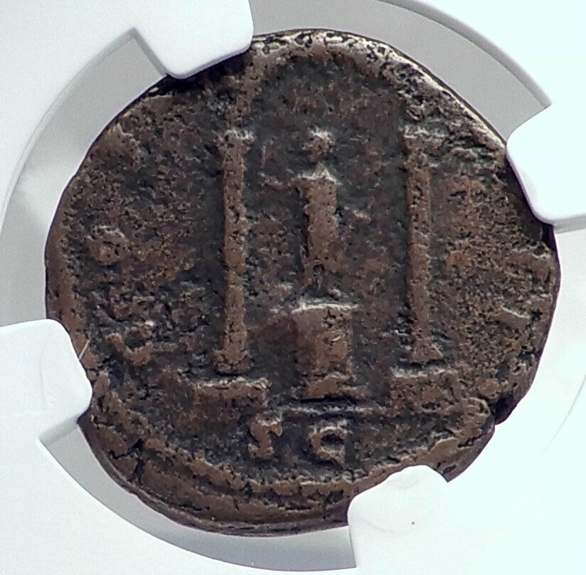 ANTONINUS PIUS Rome STATUE OF EMPEROR TEMPLE Ancient Roman Coin NGC i81353