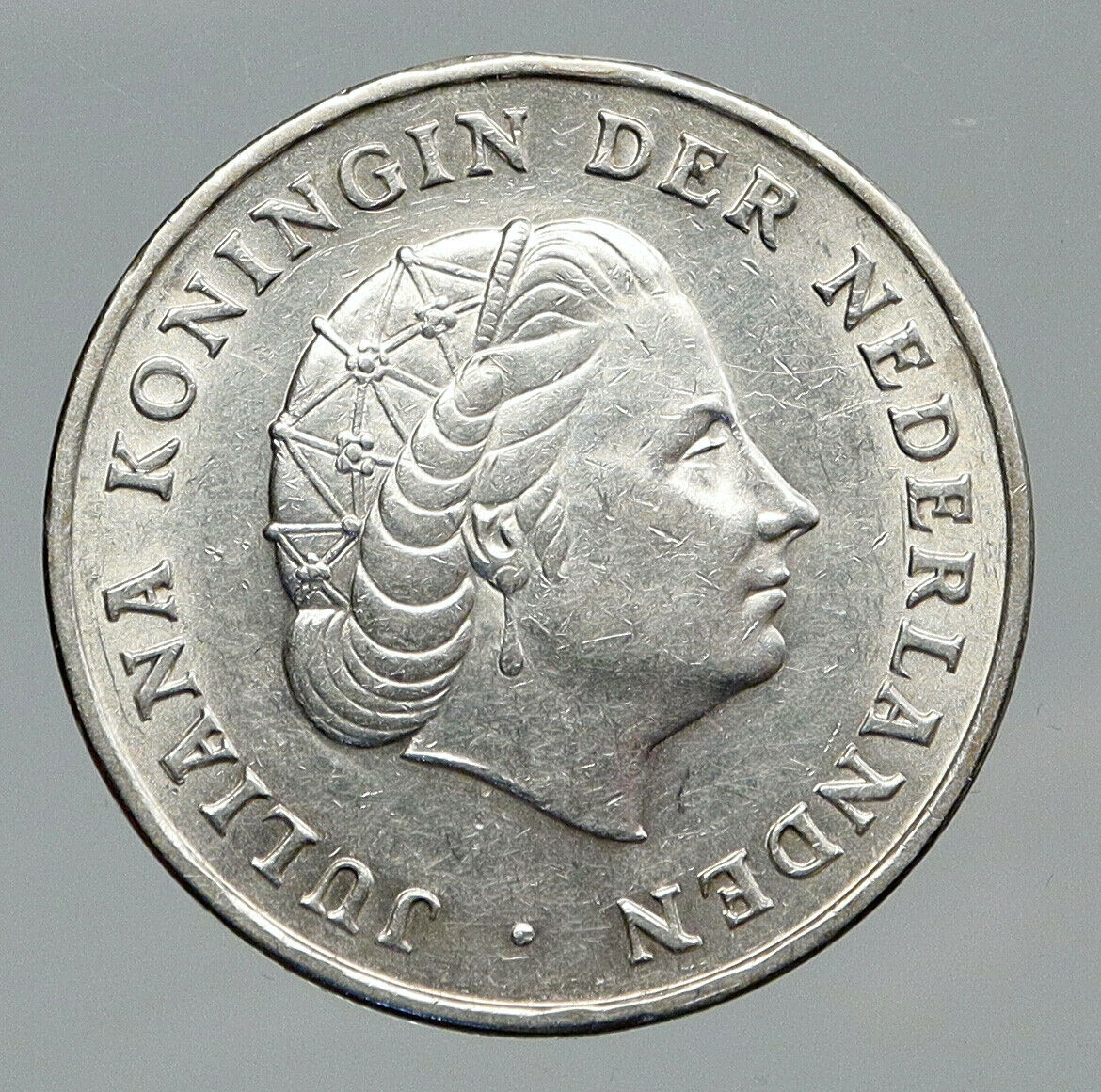 1964 NETHERLANDS ANTILLES Queen JULIANA Vintage SILVER OLD Gulden Coin i91684