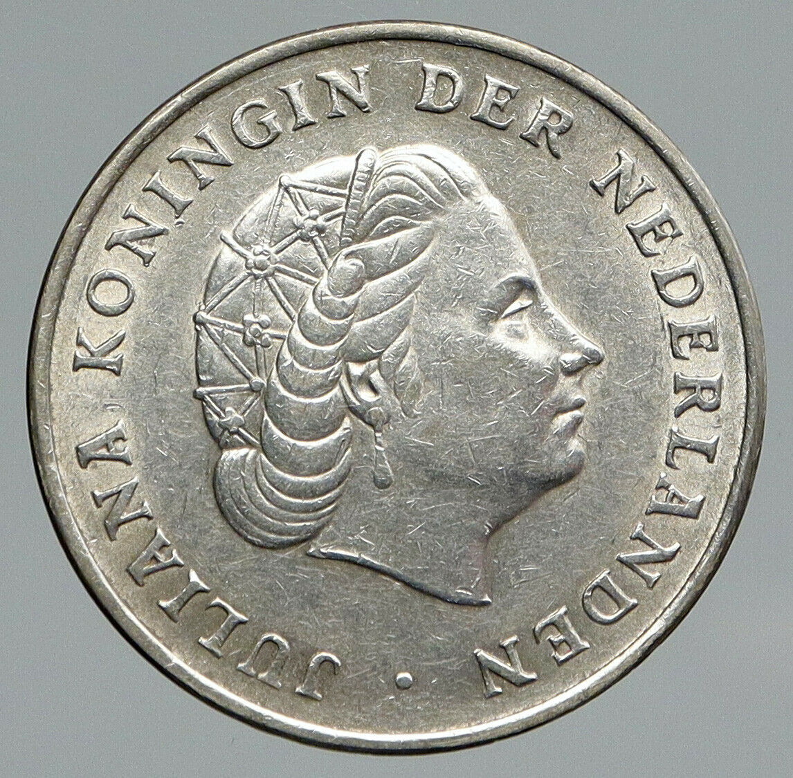 1964 NETHERLANDS ANTILLES Queen JULIANA Vintage SILVER OLD Gulden Coin i91675