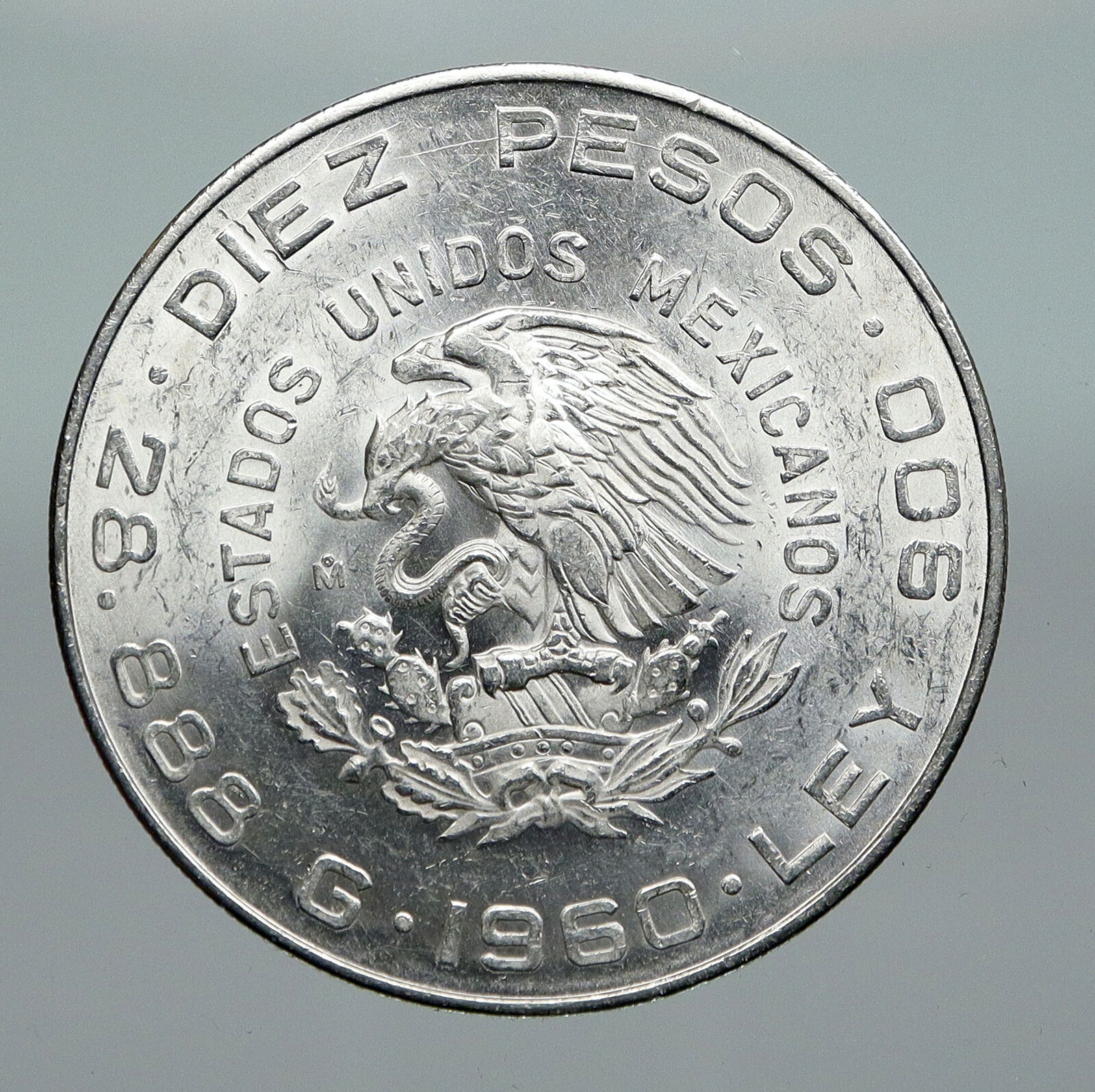 1960 Mexican 150Y WAR OF INDEPENDENCE Hidalgo Madero Silver 10 Pesos Coin i91277