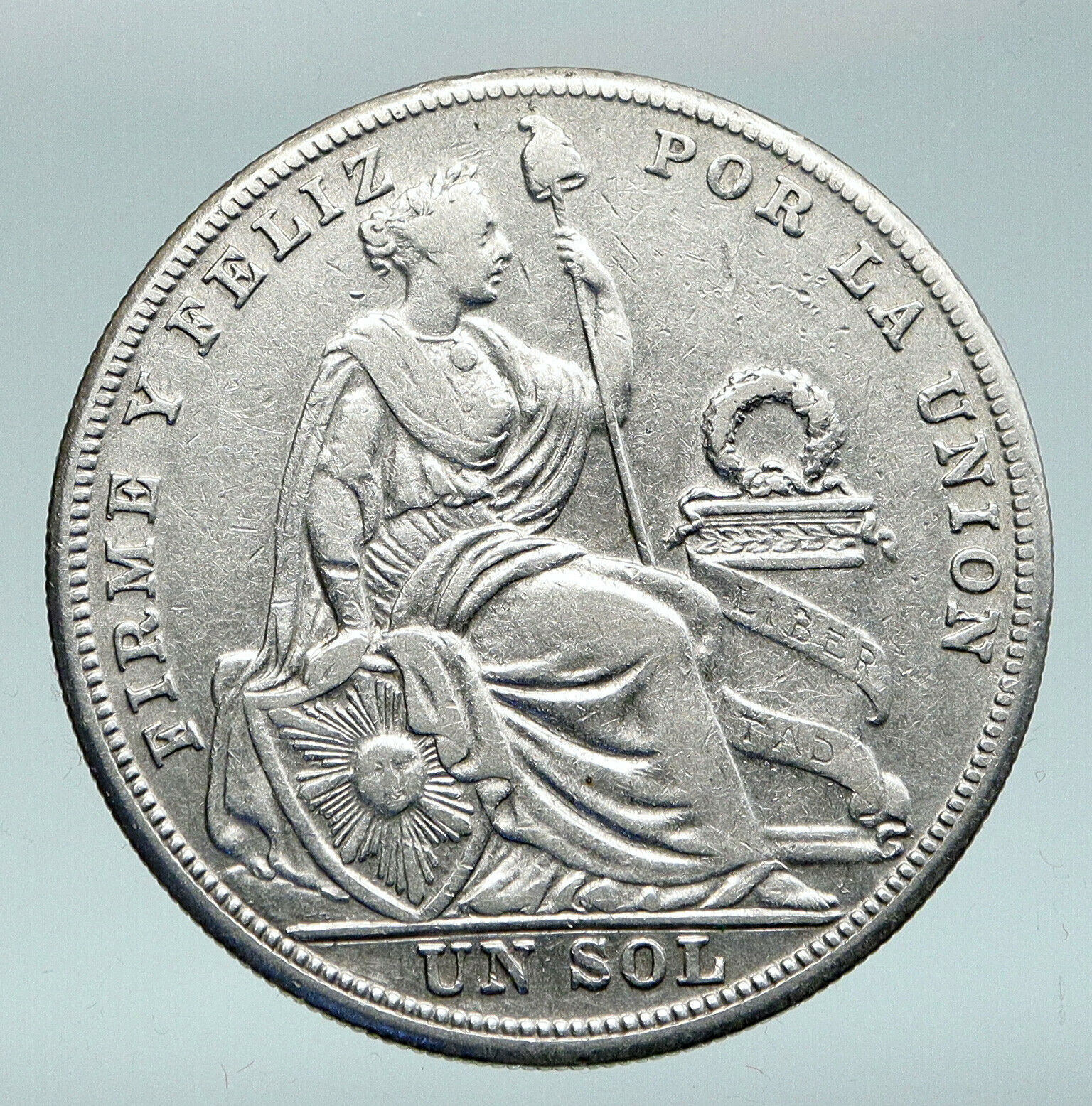 1926 PERU South America 1 SOL Antique BIG Original Silver Peruvian Coin i91469