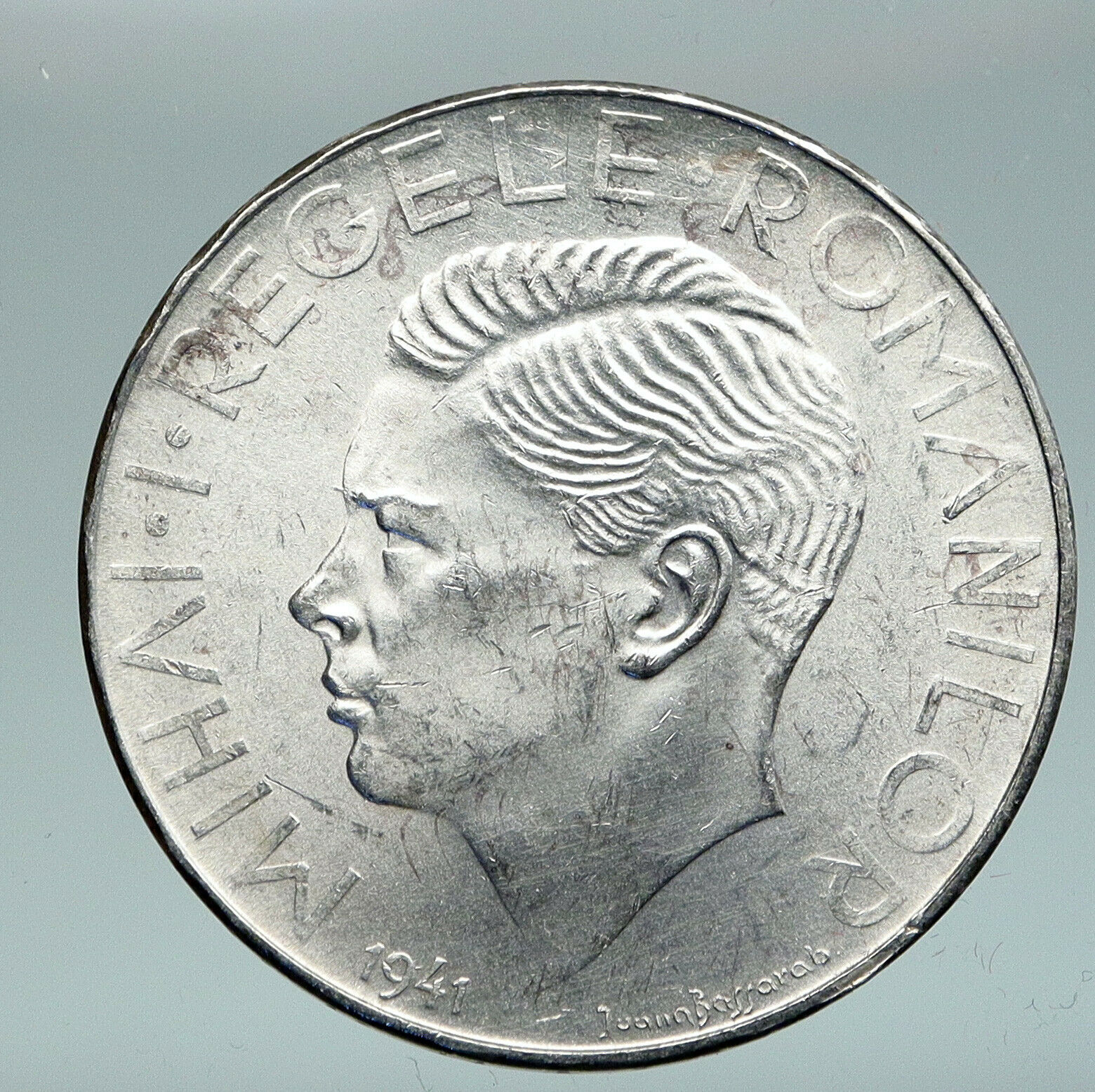 1941 ROMANIA Michael I Antique VINTAGE OLD Silver 500 LEI Romanian Coin i91471