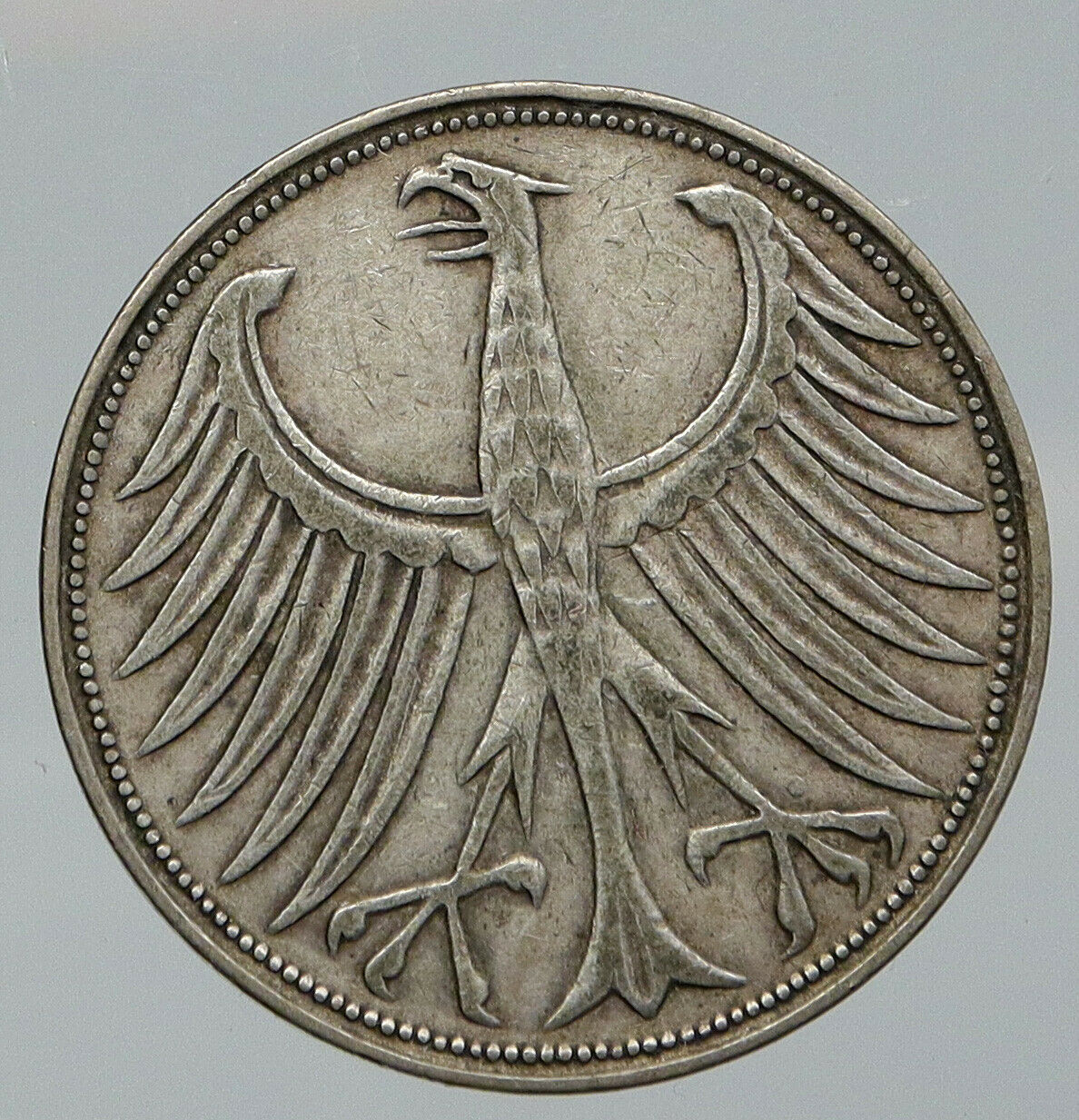 1951 G GERMANY Vintage Winged Eagle OLD German Large 5 Mark Silver Coin i92668