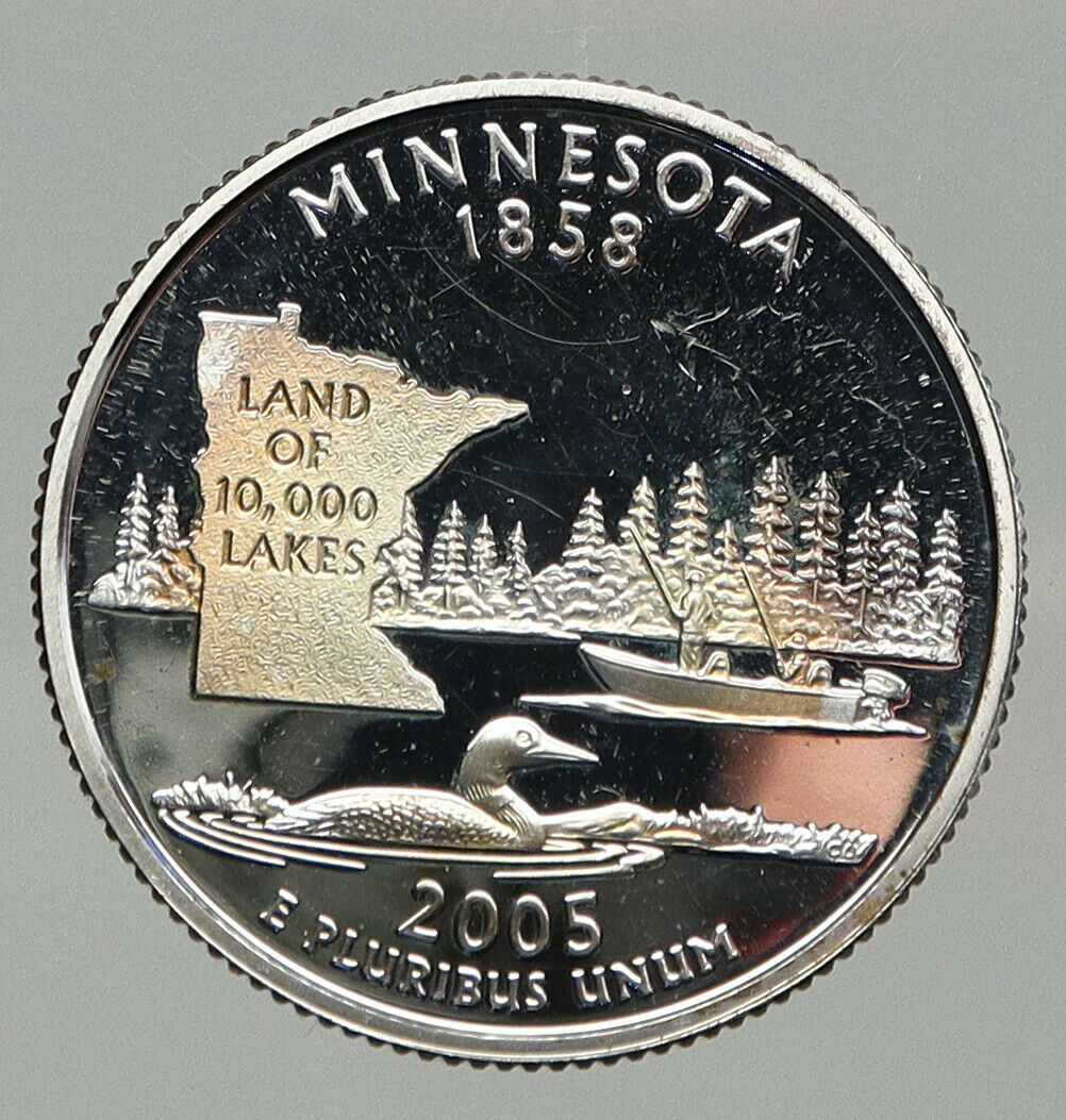 2005 UNITED STATES USA Washington MINNESOTA Old Proof Silver Quarter Coin i92652