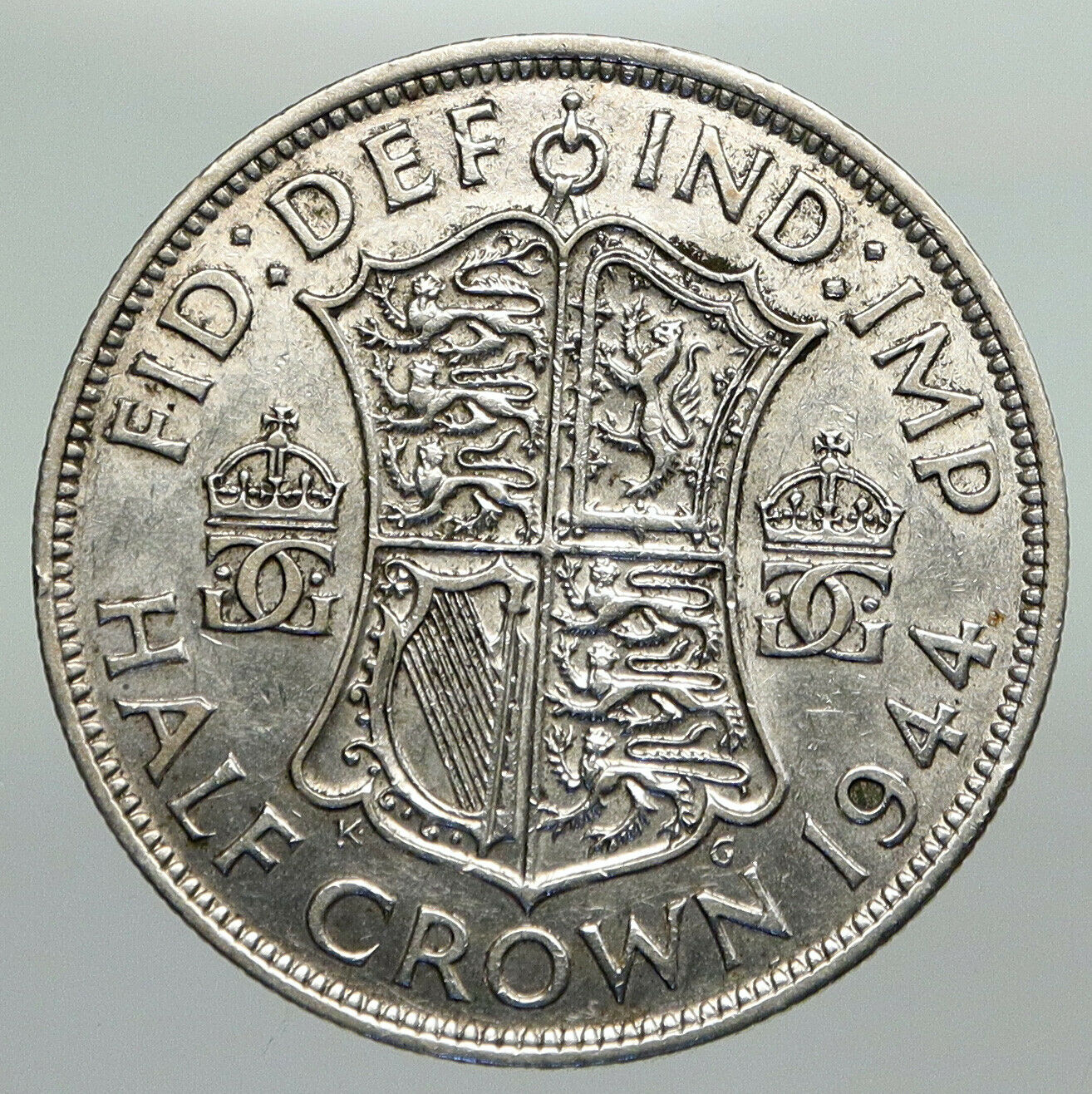 1944 Great Britain United Kingdom UK GEORGE VI Silver 1/2 Half Crown Coin i92383