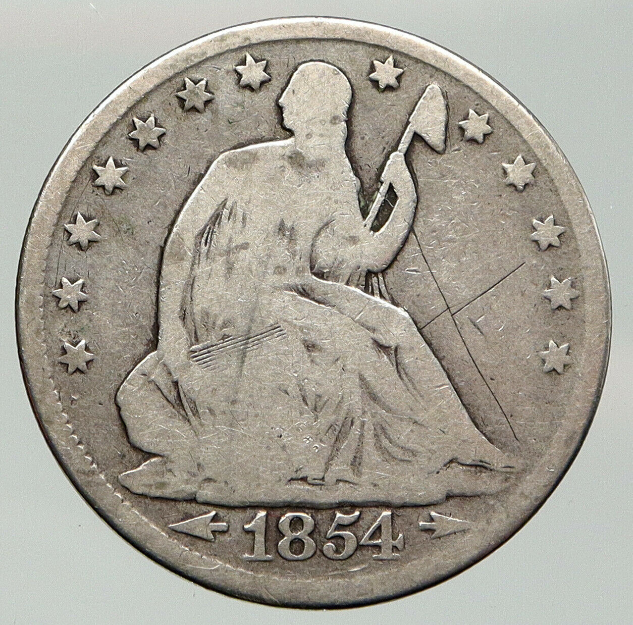 1854 O UNITED STATES US Silver SEATED LIBERTY Half Dollar Coin w EAGLE i92049